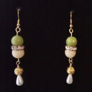 Beautiful Jade & Citrine Gemstone Earrings.